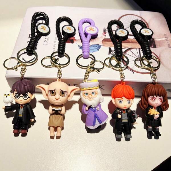 Warner Bros Chaveiro Warner Bros Harry Potter - Pingentes de bolsa dos personagens Harry, Ron, Hermione e Dobby para mochilas/bolsas, lembrancinhas de festa do Mundo Mágico para fãs