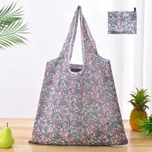 1 pezzo Borsa della spesa pieghevole, portatile, alla moda, impermeabile, di grande capacità, adatta per la spesa al supermercato, i viaggi, la conservazione di verdure/frutta/mobili/giocattoli