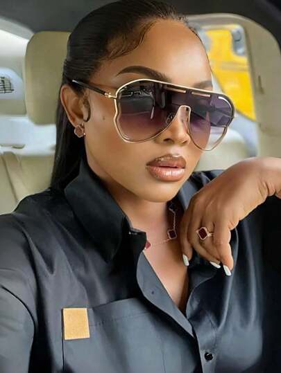 1 pièce Lunettes de mode oversize à monture papillon ajourée pour femmes, flatteuses, convenant à la décoration de tenues, aux voyages, à la plage