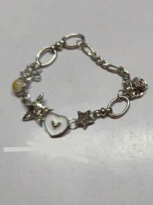 1pc Fashionable Retro Y2K Hiphop Star Heart Decor Chain Bracelet For Women, Versatile For Summer, Holiday Party, Beach, Dance