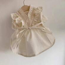 فستان أميرة من الدانتيل الرقيق ذو رقبة على شكل V بطراز كوري للصيف والربيع للكلاب الصغيرة مثل تيدي والبوديل