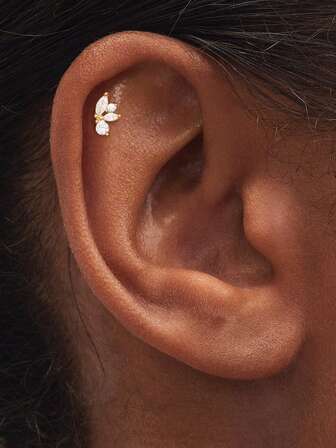 EleRunis 1 ST 925 Sterling Zilveren Marquise Studs Platte Achterkant Kraakbeen Helix Piercing Sieraden Voor Vrouwen Dagelijks Gebruik Bruiloft Feest Verloving Jubileum Valentijnsdag