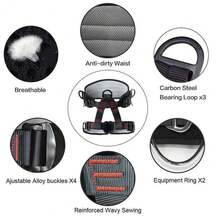 Cinturones de escalada, cinturón de seguridad profesional de medio cuerpo grueso, equipo de escalada para escalada de árboles, rescate contra incendios, rapel y otras actividades de aventura al aire libre - Negro - Ver 3