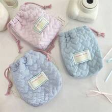 1 PC Cute Candy Colored Pink Blue Stripe Heart-Shaped Quilted Girls Drawstring Bag Instant Camera Storage Bag Skincare Makeup Bag Make Up Pouch Cosmetic Bag Multi-Function Portable Underwear Clothing Storage Bag Sanitary Napkin Bag,Travel Essential Storage Set For Short Trips,University Room Decoration Bedroom Decoration Storage Bag Travel Storage Bag Travel Essential Items Valentine's Day Gift,Makeup Bag,Make Up Bag,Makeup Bags,Cosmetic Bag,Makeup Organiser,Travel,Makeup Pouch,Bag,Vanity,Make Up Pouch,Travel Essentials,Pouch Bag,Travel Essential,Vanity Accessories,Small Makeup Bag,Makeup Pouch,Cosmetic Bag,Travel Essential,Large Capacity,Large Makeup Bag,Christmas Gifts,Pouch,Travel,Gifts For Women Travel Essential,Pouch,Clutch / Small Handbag, Makeup Organizer,Makeup Organize,Pouch,Brush Holder,Mini Pouch,Large Capacity Pouch,Gifts For Women,Christmas Gifts,Gift Ideas For Women