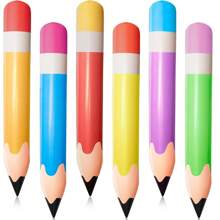 6 pièces Ballons de crayon gonflables géants, combo multicolore pour décoration de fête de rentrée scolaire, fournitures de suspensions, accessoires photo, cadeaux d'anniversaire, décoration de salle de classe, accessoires de fête de piscine d'été