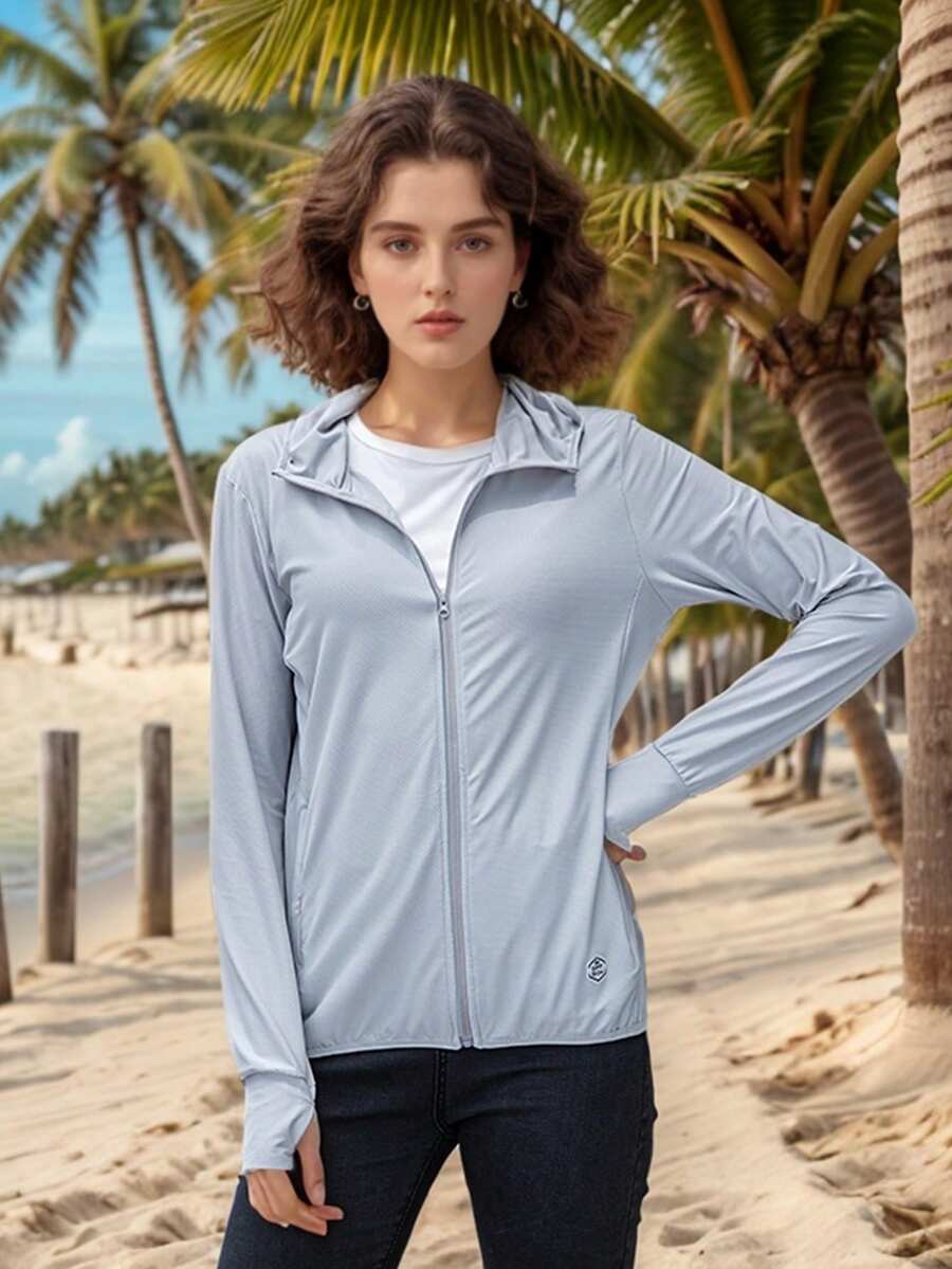 Lightweight Breathable UV Protection Hooded Jacket, Suitable For Outdoor Activities Like Daily Commute, Hiking, Travel And Camping In Summer - Grey - View 1
