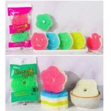 2pacs/3 Pacs Of Kitchen Dishwashing Sponges With Smiling Faces, Happy Cleaning With Mom And Dad, Scratch Resistant, Cute Cleaning Supplies For Easter, Christmas, And Halloween, Dishwashing Sponges In Random Colors
