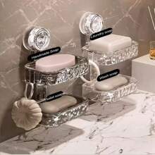 1pc - Suction Cup Soap Dish, Strong Vacuum Suction Cup Punch-Free Soap Dish, No Drilling Required, Removable, Suitable For Shower, Bathroom, Bathtub And Kitchen Sink Soap Dish
