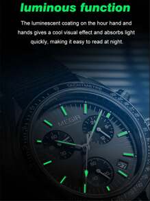 MEGIR MEGIR Luxus Quarz Uhren für Herren, Leinwand Armband, Sport Lässig Chronograph, leuchtende, wasserdichte Herren Armbanduhr mit Datum und 24-Stunden-Anzeige 2247