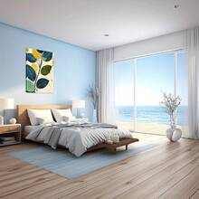 Hojas de colores sobre un fondo beige texturizado. Obra de arte enmarcada en madera grande para pared, pintura en lienzo para decoración del hogar - Para dormitorio, baño, sala de estar, oficina, cocina, regalo festivo - 1 pieza - Multicolor - Ver 6