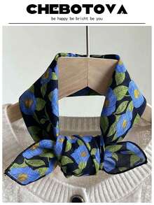 1条女士春夏新款柔软丝滑波西米亚风小方巾，亲肤舒适，百搭印花领巾/头巾，可搭配连衣裙 - 彩色 - 查看 25