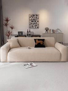 1pc Bi-Color Jacquard Stretch Elastic Partial Sofa Seat Cover, Simple Style Pet Friendly For Spring, Summer, Autumn, Winter, Dustproof And Dirt Resistant, Fits For Single, Loveseat, 3-Seater, 4-Seater, L-Shaped Sofa - Khaki - View 9