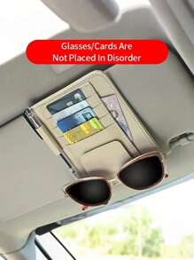 1pc Car Sun Visor Storage Bag, Leather Zippered Organizer Pouch, Multi-Function Card Holder, Suitable For Men And Women