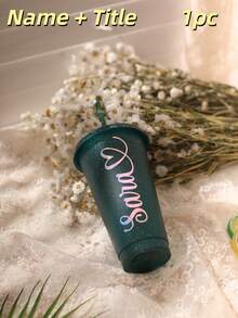 1/5 件，个性化派对冷饮杯，自定义名称和标题，加厚材质，24 盎司大容量，可重复使用，带吸管，适用于婚礼、单身派对、生日派对、户外运动沙滩水瓶以及父亲节礼物、毕业杯、伴娘礼物 - 五彩杯 - 查看 56