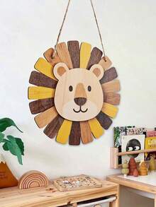 1 Stück hölzerner Löwenkopf Dekohänger, doppellagige Cartoon Tier Wanddekoration, vintage Löwenmaske Wandkunst, bohemischer Stil hölzerner Löwe Dekoration für Küche, Wohnzimmer, Schlafzimmer, Outdoor Zuhause - Verschiedenfarbig - Übersicht 8