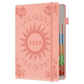 Sailingvan 1pc Diary 2026 Page A Day A5, From January 2026 To December 2026, Appointment Book With Monthly View, Banded Elastic Closure, Pen Loop, Colourful Tabs, Inner Pocket, A5 (5.7" X 8.3")