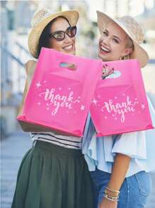1 JUEGO (100 piezas) Bolsas rosas de 20*30cm para dar las gracias, bolsas de embalaje de producto, excelente artículo de compras, boutique, minorista, fiesta, regalo, cinturón de entrevista periodística, ropa - Tratamiento de plástico reutilizable, adecuado para decoración de cumpleaños, boda, fiesta, bolsas de regalo