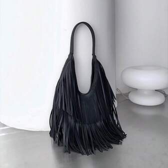 Long Tassels Women Handbag Fashion Shoulder Bags For Ladies Hand Bag Soft PU Leather Casual Hobos Armpit Bag Female Tote