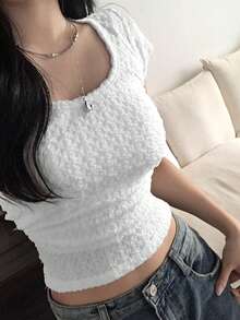 2025春夏时尚休闲女装系带短袖T恤 - 白色 - 查看 2