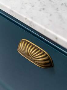 6 PCS Modern Simple Enclosure Type Solid Zinc Alloy Cabinet Drawer Handles,Drawer Knobs, Cabinet Handles, Wardrobe Cabinet Door Handles,Cupboard Handles, Home Decoration Essential Hardware And Hardware - Antique Brass - View 3