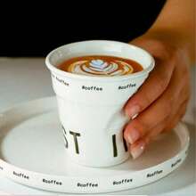 2 件/1 件创意罗纹陶瓷咖啡杯，印有“Coffee”和“#Coffee”字样 - 适合热饮、办公室、咖啡厅、家庭使用 - 可重复使用，手工图案，是咖啡爱好者的完美礼物，咖啡爱好者礼物|独特的咖啡杯|可重复使用的陶瓷杯