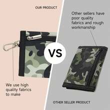 Carteras de camuflaje para hombres, mujeres y tarjetero, mini cartera, monedero, billetera plegable, regalo - Negro - Ver 6