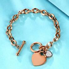 1 pièce Bracelet minimaliste à la mode en acier inoxydable en forme de cœur, convient pour la tenue quotidienne ou les soirées des femmes, excellent cadeau pour les amis
