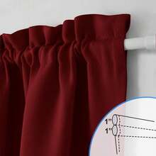 Local Warehouse- Door Curtain Panel, Grey French Door Curtains Blackout Thermal Insulated Curtain Sidelight Privacy For Window/Living Room/Doorways/Classroom (25W By 72L Inches, 1 Panel) - 酒紅色 - 查看 3