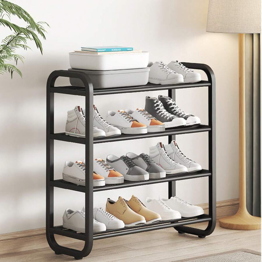 Schuhregal, 4 Ebenen Schuhschrank, Schuhstände, Schuhablage aus Kunststoff, Schmales vertikales Schuhregal, Ständerregale, 60*23*58cm, für Flure, Räume