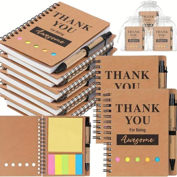 Spiral Inspired Notebook, Thank You Gift, Employee Appreciation Gift, Includes Sticky Notes, Inspiring Pen, Kraft Paper Notepad Set, Back To School Gift, High Quality - Birthday Gift - Christmas Gift - Easter Gift - Valentine's Day Gift - Perfect Gift