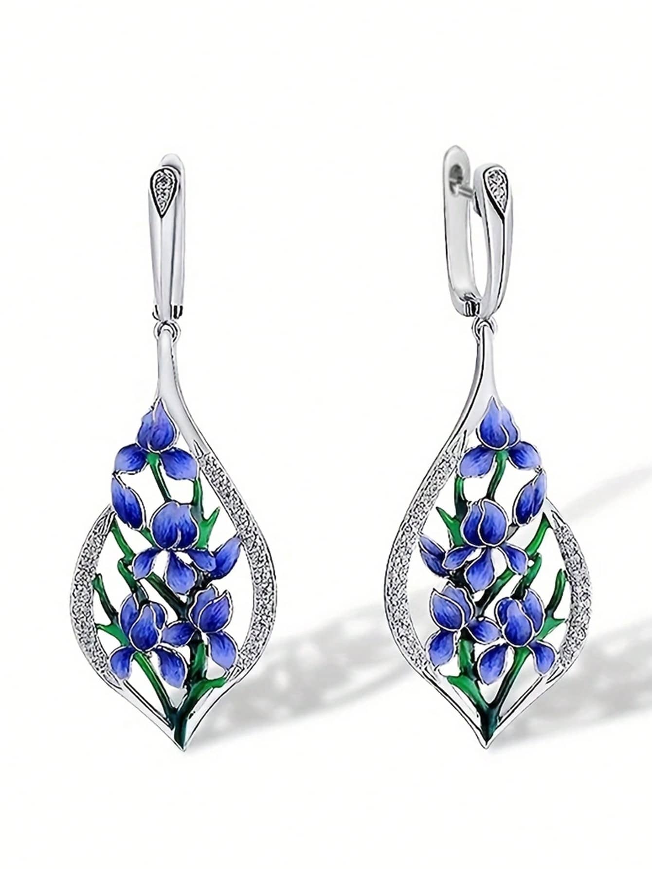 1 Đôi bông tai dáng dài đính đá Cubic Zirconia xinh xắn dành cho nữ, thích hợp làm quà tặng đám cưới, lễ đính hôn, tiệc tùng hoặc ngày Valentine. - 6 # - Xem 1