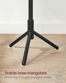Attaccapanni da Terra, Appendiabiti in Legno a Forma di Albero, 8 Ganci, 3 Altezze, per Vestiti Cappelli Borse, Ingresso Camera da Letto Ufficio, Nero, Regalo Natale - nero - Visualizzare 2