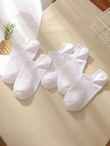 5 Pairs Women's Lightweight Cute Cartoon Pattern Breathable Invisible Ankle Socks, Summer - White - View 10