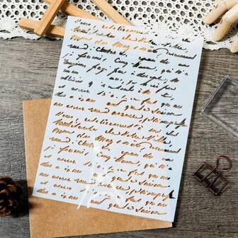 1pc Romantic Elegant English Font Stencils, Plastic DIY Handcrafting Template For Wall, Fence, Flower Painting, Home Garden Decor, Office Supplies, School Art Supplies,Back To School,School Supplies