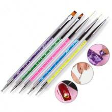 Nail Art Brushes, 5pcs Nail Liner Brushes Double-Ended Acrylic Nail Brush Nail Art Striping Nail Dotting Drawing Tool For Long Lines,Thin Details, Fine Drawing, Delicate Coloring, Elongated Lines Brushes And Nail Dotting Pens For French Nail Tip