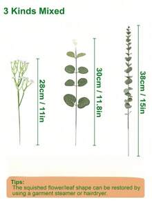10/16/26/40/55/70/85/110/135Pcs Mixed Set Of Artificial Eucalyptus Leaf Stems, False Silver Dollar Eucalyptus Leaf Stems And Artificial Baby Breathing Flower Bulk False Leaves - Realistic And Durable False Green For Home Decoration - Baby's Breath - View 4