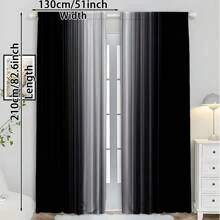 2pcs Gradient Blackout Yarn Curtains - Stylish Polyester Drapes For Bedroom & Living Room, Light-Filtering Design With Grommets, Modern Home Decor, Privacy Curtains | Versatile Window Treatment | Easyinstall Curtains