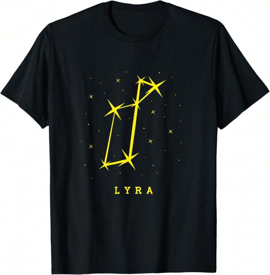 Camiseta para amantes de la astronomía, con diseño de la constelación de Lira - Negro - Ver 1