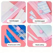 1件双向切纸刀 切纸刀英寸、厘米刻度显示A4切纸刀 便携式照片切纸刀 办公切纸神器 不锈钢刀头，锋利 - 彩色 - 查看 8