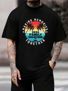 Camisetas familiares a juego para vacaciones de verano - Camisetas para hombre y mujer - Lindas camisetas de playa para reuniones familiares - Mezcla de algodón negro - Negro - Ver 1