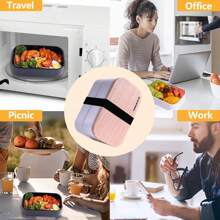1pc Customized Bento Lunch Box With Japanese Style, Suitable For Students, Office Workers, Microwave-Friendly Bamboo Lid, Made Of Wheat Straw, Single/Double Layer, Multi-Color Options, Portable Meal Container For School Lunch, Work Meal, Outdoor, Travel, Picnic