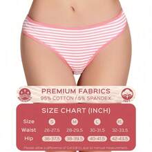 Women's Breathable Cotton Thong Panties ,Pack Of 6