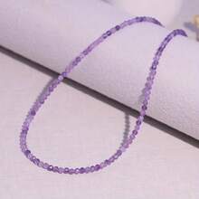 1pc Natural Amethyst Faceted Stone Necklace Simple Purple Bead Chain February Birthday Stone Women's Jewelry Daily Outfits And Gifts For Elegant Accessories Exquisite Workmanship