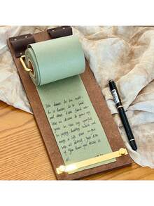1pc Vintage Wooden Creative Sticky Note Clip Board, Retro Style Label Paper Clip, Tear-Off Label Roll, Wall Hanging Label Memo Pad, Retro Label Clip, File Folder, Artistic Retro Wall Mounted Notepad, Menu Clip Board, Multi-Functional Fashion Wall Decor Notepad - Multicolor - View 9