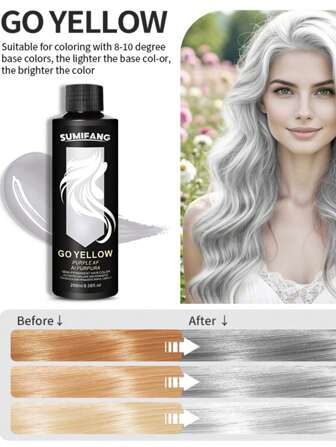  Sumifang Go Yellow 紫叶半永久性洗发水 - 去除黄色调，保湿椰子油护理，快速持久显色，不褪色，香味甜美，断裂减少高达 80%，100% 遮盖白发，9.06 液盎司，染发护理，活力发色，持久显色