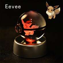 pokemon Bola de cristal de 3D Lámpara de base con Pikachu, Mew, Mewtwo y Pokeball de cristal Figura de bola de cristal Luz nocturna Regalo de cumpleaños