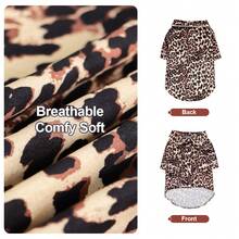 1pc Pet Dog Pajamas, Cute Leopard Print & Cow Print Fabric, Non-Stretch, Suitable For Extra Small & Small Dogs, Cats, Casual Loungewear - Coffee Brown - View 4