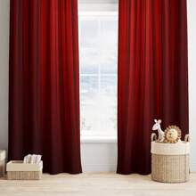 2pcs Elegant Red Gradient Sheer Curtains - Rod Pocket Design, Light-Filtering Polyester Fabric, Easy To Clean, Perfect For Bedroom & Living Room Decor, Room Decor Curtains Elegant Home Decor Lightfiltering Curtains, Curtains For Living Roo