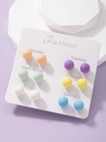 6 paires de boucles d'oreilles à tige en résine multicolores, à la mode, fraîches, mignonnes et élégantes. Convient pour le port casual quotidien, idéal comme coffret cadeau de bijoux pour femmes et filles