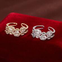1 Stück verstellbarer geometrischer Hexagon Design Cubic Zirkonia Ring für Frauen